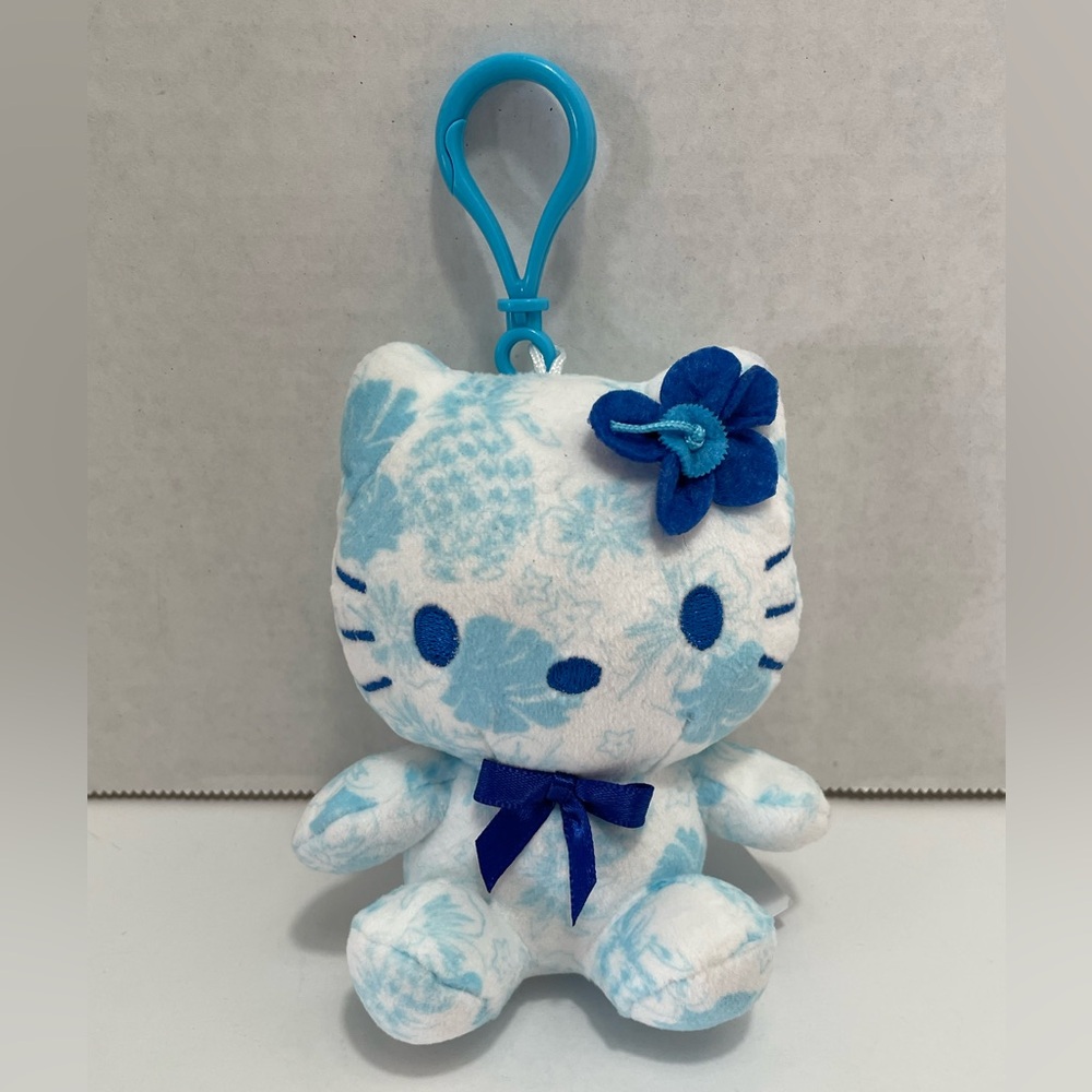 Hawaii ABC exclusive Hello Kitty Blue and White Plush Keychain 4”